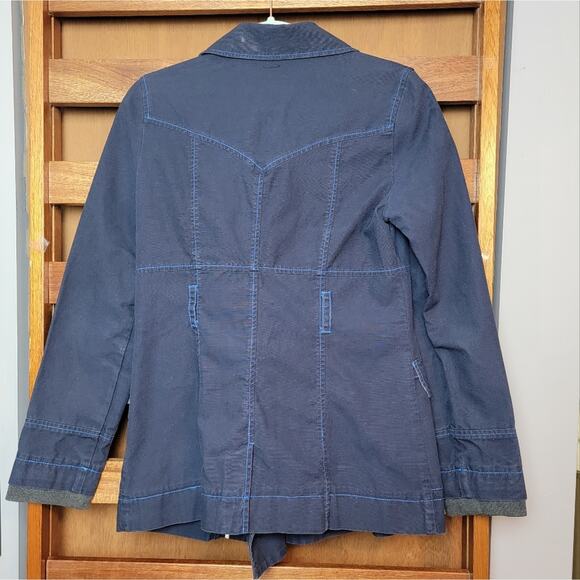 Free People Navy 6 Button Rain Jacket, Sz 6 - Picture 5 of 6